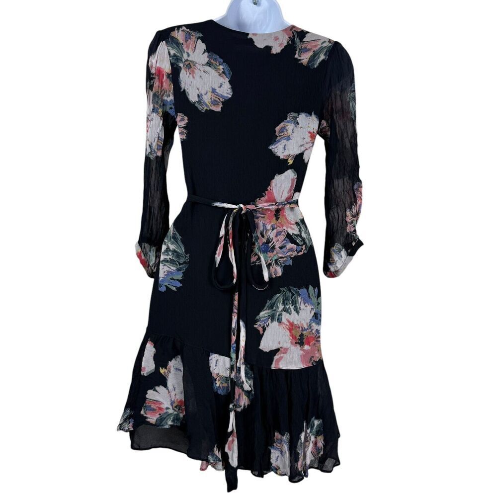 All Saints Dress Women Small Blue Dark Floral Romantic Flirtatious Ruffle Boho - Picture 7 of 12